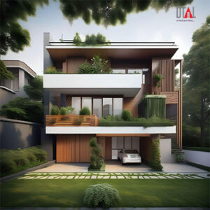 Contemporary Duplex House Design With rooftop Garden